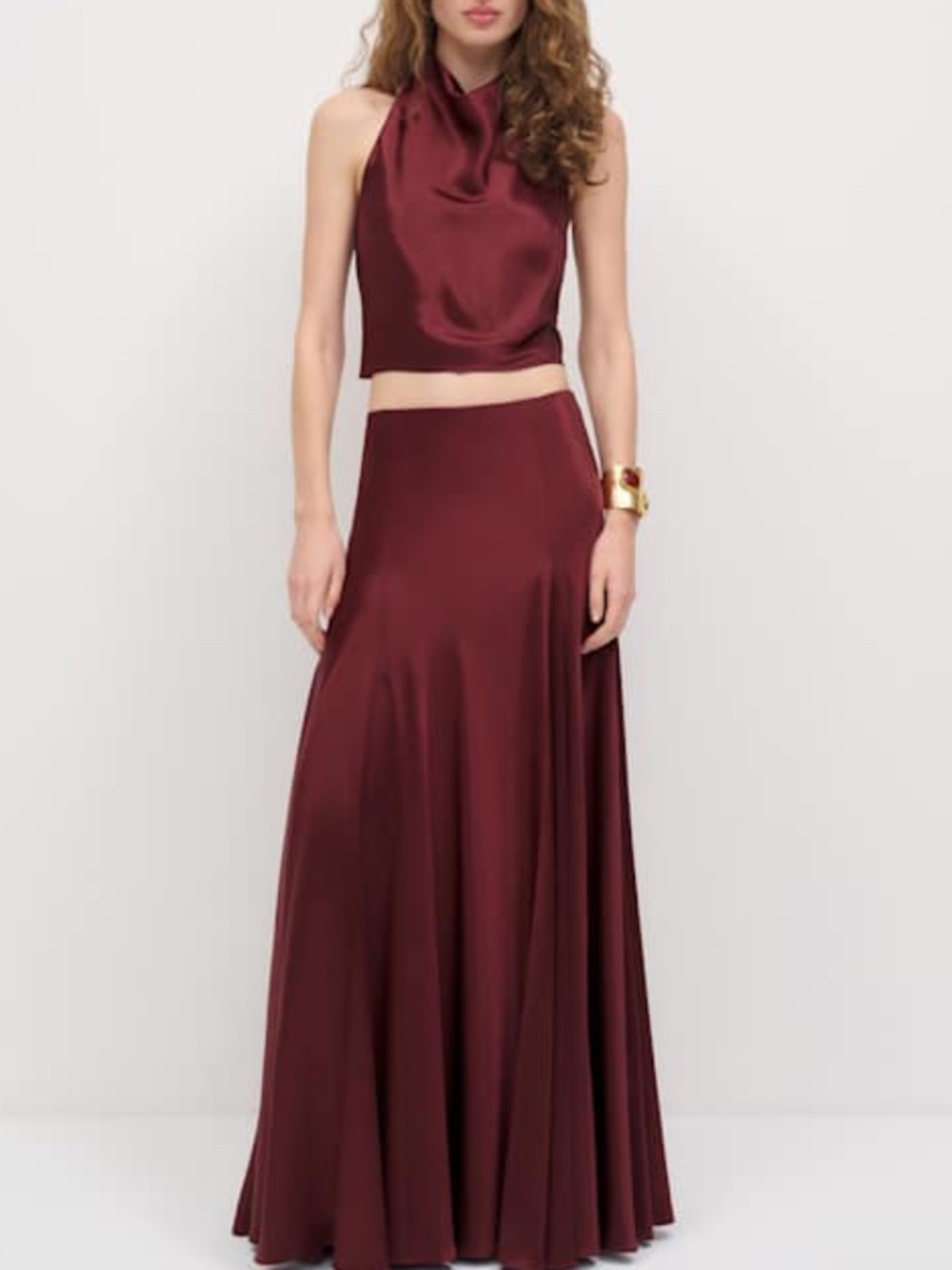 Reformation SERA Two Piece Silk Maxi Skirt Set Boysenberry Burgundy Sz 2 w/ tags